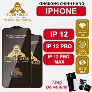 Cường lực KingKong Đen iPhone 12 12Pro 12Promax Max full màn, Chống bám vân tay