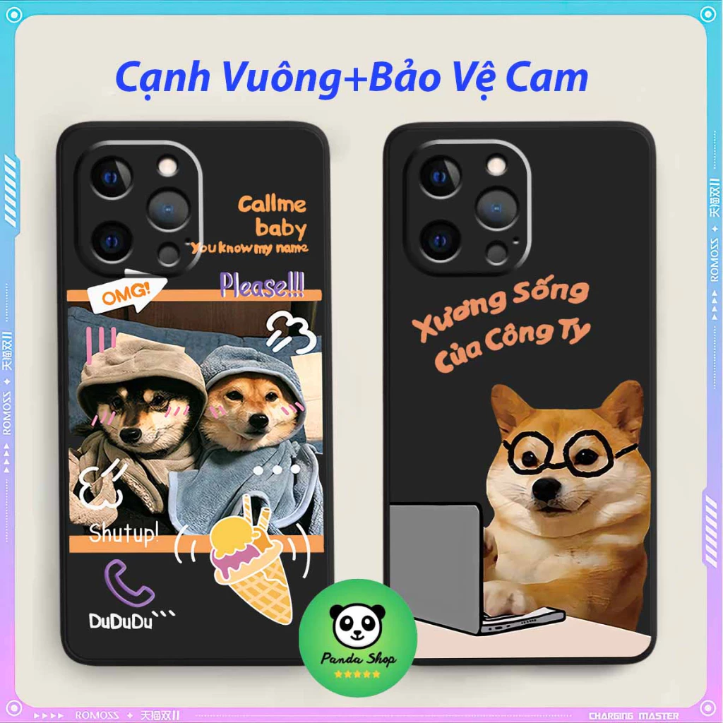 ( Ốp Xịn ) IPhone 12 MINI / 12 / 12 PRO / 12 PRO MAX Cạnh Vuông Bảo Vệ Cam /Dog Cat Cute