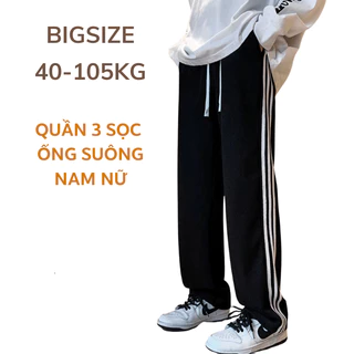 40-105kg Quần 3 sọc Suông Nam Nữ Bigsize phong cách thể thao