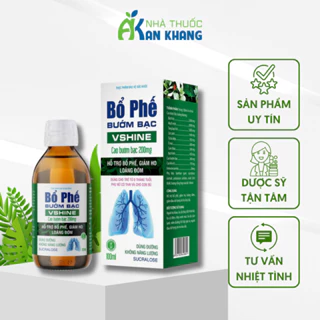 Siro Bổ Phế Bướm Bạc Vshine hỗ trợ bổ phế, giảm ho, loãng đờm, giảm đau rát họng 100ml/lọ