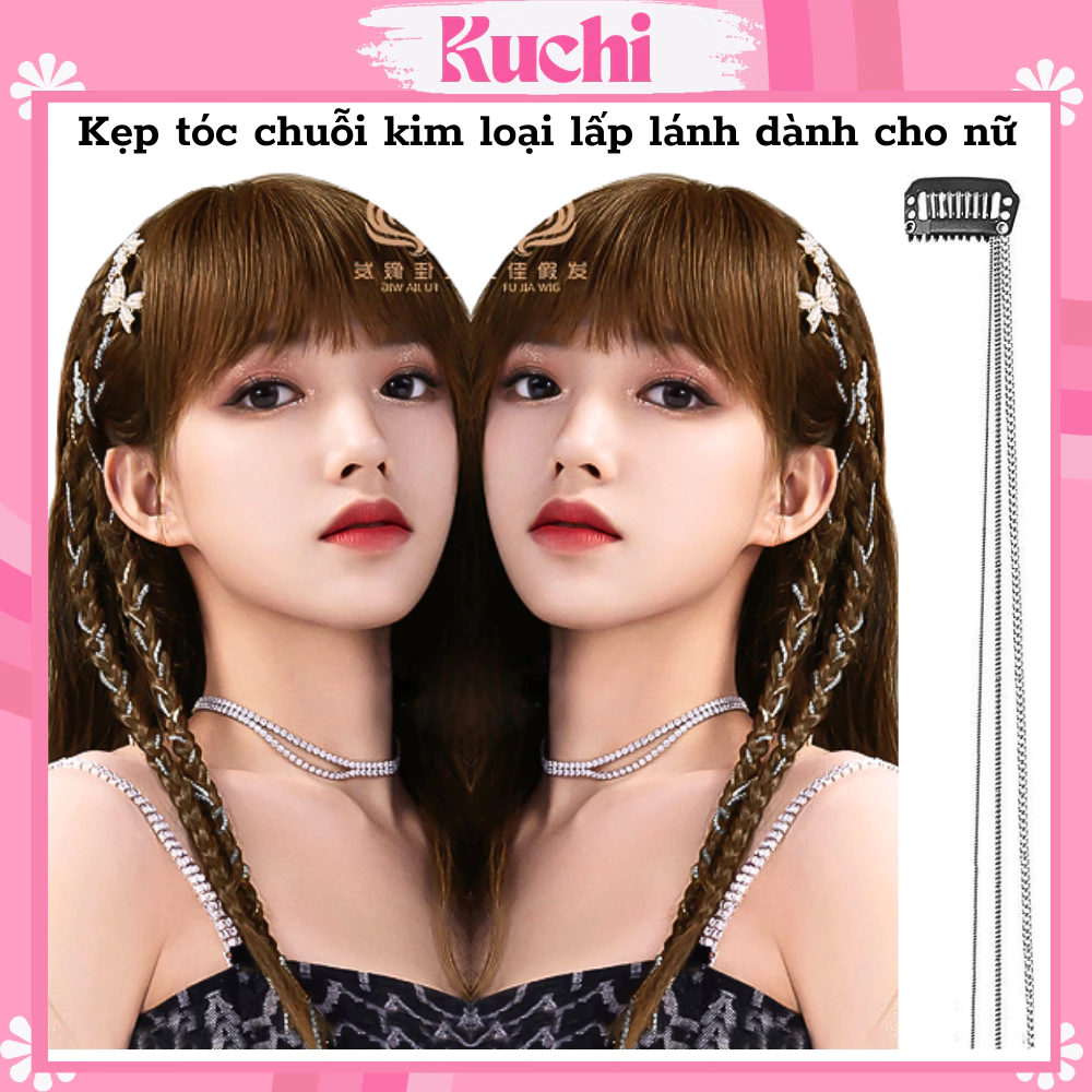 Kẹp tóc chuỗi kim loại lấp lánh KUCHI 47 cm dành cho nữ