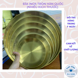 Đĩa inox tròn Hàn Quốc, khay inox đựng thức ăn (nhiều kích thước)