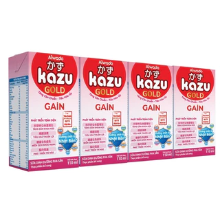 Sữa bột pha sẵn Kazu Gain Gold Aiwado 110ml. Lốc 4 hộp, bé tăng cân phát triển toàn diện