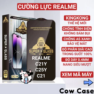 Kính cường lực Realme C21Y, C25Y, C21 Kingkong full màn | Miếng dán bảo vệ màn hình cho Realme Cowcase