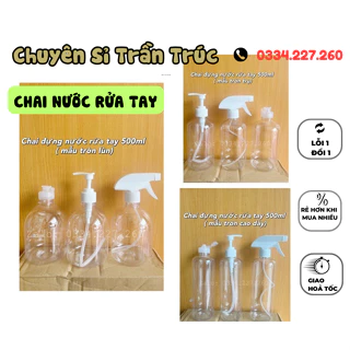 Chai nhựa đựng nước rửa tay 500ml, chai chiết mỹ phẩm, bình chiết nước rửa tay, chai đựng dầu gội, nước rửa chén