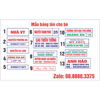 [Giao-1H]-Bảng tên cho bé, bảng tên, phù hiệu học sinh, cấp 1, cấp 2, cấp 3, THCS, THPT, mầm non, mẫu giáo