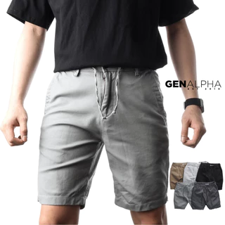 Quần short nam kaki thun cao cấp mẫu trơn dễ phối GEN ALPHA, quần short kaki dây rút GEN452