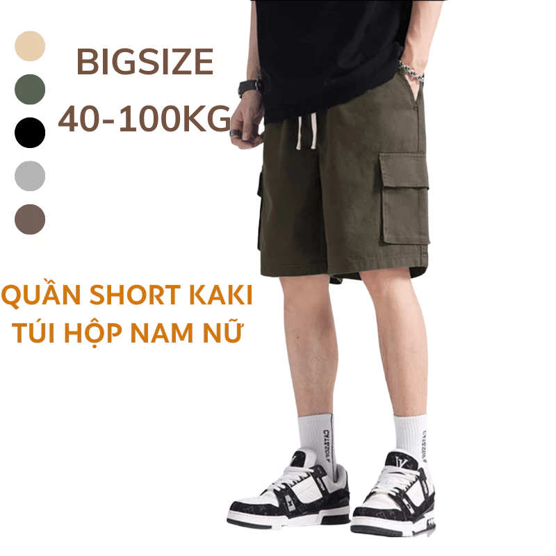 40-105KG Quần Short Kaki Nam Nữ TÚI HỘP thời trang BIGSIZE unisex 5 màu