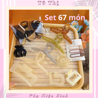 Set kẹp tóc 67 món, set kẹp tóc gồm 17 kẹp và 50 chun tóc siêu đáng yêu phong cách Hàn - Tô Thị