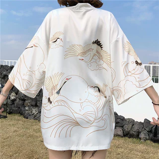 (CÓ SẴN) Áo khoác kimono haori happi chim hạc