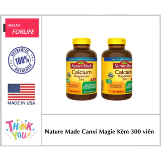 USA- Viên uống Calcium Magnesium Zinc D3 Nature Made 300 viên