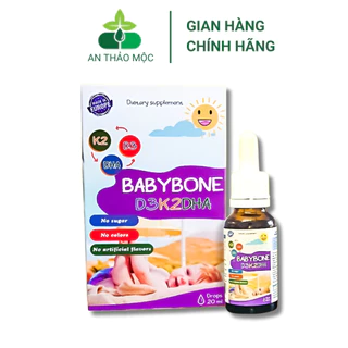 Siro Vitamin Babybone D3K2DHA hỗ trợ tăng cường hấp thu canxi cho bé chai 20ml