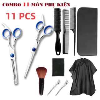 (Combo 11 món) Bộ kéo cắt tóc tỉa tóc nhập khẩu chất lượng cao dùng cho salon tóc chuyên nghiệp cắt tóc gia đình