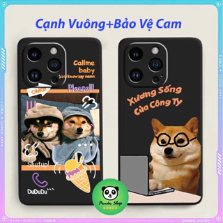 ( Ốp Xịn ) IPhone IP 15 / 15 PRO / 15 PLUS / 15 PRO MAX Cạnh Vuông Bảo Vệ Cam /Dog Cat Cute