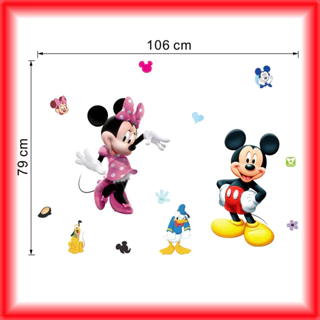 Decal Miếng dán tường trang trí hình chuột Mickey và Minnie dễ thương, khổ lớn 50*70cm