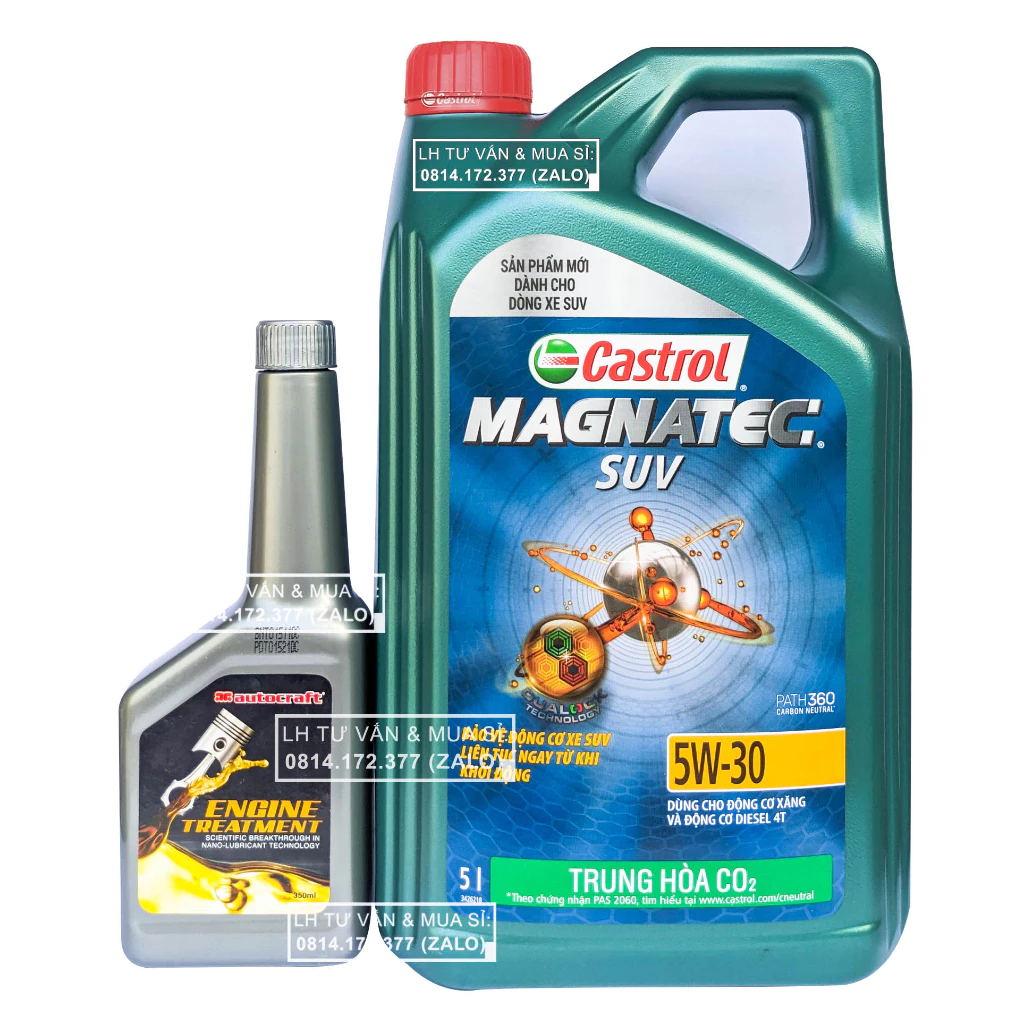 Combo Dầu nhớt tổng hợp ô-tô Castrol Magnatec SUV 5w30 ( 5L ) + Phụ gia nano tăng độ nhớt