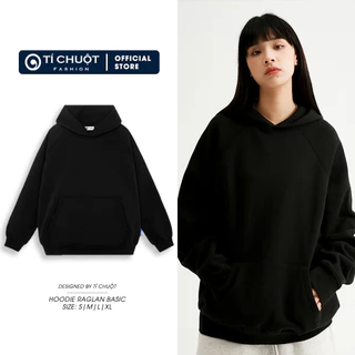 Áo hoodie trơn nam nữ màu đen ulzzang nỉ bông, Áo khoác nỉ unisex form rộng - Tí Chuột Studio