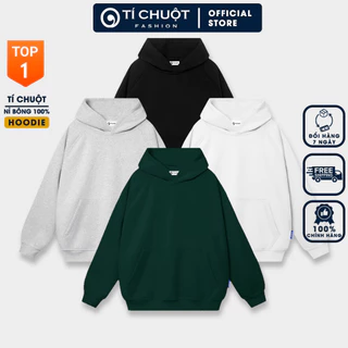 Áo hoodie trơn nam nữ ulzzang nỉ bông, Áo khoác nỉ unisex form rộng - Tí Chuột Studio