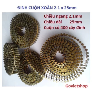 Đinh cuộn xoắn 2.1 x 25mm, cuộn 400 cây đinh, đinh cuộn pallet 25mm, đinh dây đóng gỗ