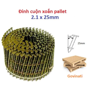 Đinh cuộn 2.1 x 32mm, cuộn 400 cây đinh 2.1mm x 32mm, đinh cuộn xoắn bắn gỗ - ván - thùng gỗ, Đinh cuộn pallet