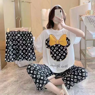 Bộ Đồ Ngủ Mặc Nhà 3 Món Cotton Mùa Thu Đông Họa Tiết Dễ Thương