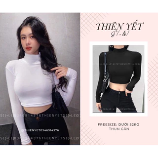 Áo croptop CỔ LỌ TRƠN TAY DÀI áo kiểu nữ dáng áo croptop tay dài cổ cao kiểu công sở