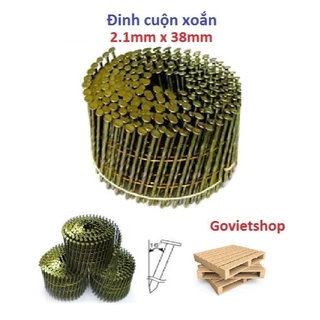 Đinh cuộn 2.1x38 - Đinh cuộn xoắn dài 38mm, 1 Cuộn có 400 đinh cuộn pallet - đinh cuộn đóng thùng gỗ ván - đinh dây 3p8