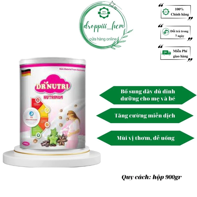 Sữa bầu Dr Nutri Mom 900g dành cho bà bầu,phát triển xương,răng và não bộ cho bé,tốt cho mẹ