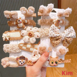 BỘ KẸP TÓC GẤU PHỐI NƠ 🌸FREESHIP🌸Set Kẹp Tóc Xinh Xắn Dành Cho Bé Gái