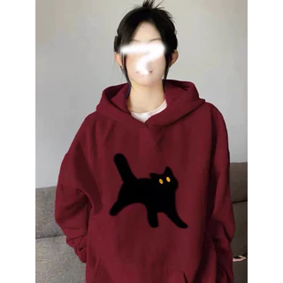 Áo Hoodie Nỉ Nam Nữ 🍊 Tiệm Vải Xinh 🍊Áo Hoodie Dáng Rộng Mèo Black Cat Bigsize