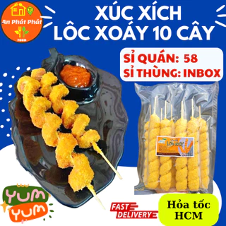 5-10 cây Xúc Xích Lốc Xoáy Loại Ngon, hotdog, phô mai que được chế biến an toàn vệ sinh thực phẩm An Phát Phát