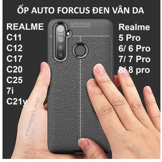 Ốp lưng Realme đen vân da C11 C12 C17 C20 C25 realme 5 6 7 8 pro 7i C11 2021 4G C21y chống trơn trượt