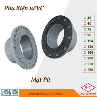 Mặt Pít PVC phi 49, 60, 76, 90, 114, 140, 1 bộ gồm 1 mặt pít uPVC và 1 ron cao su, phụ kiện nhựa ST [BỊCH 1 cái]