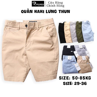 Quần Nam Short Kaki Thun Lưng RURUMEN Quần Đùi Nam Sort VNXK Màu Đen, Xám, Xanh Rêu