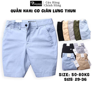 Quần Nam Short  Kaki Thun Lưng RURUMEN Quần Đùi Nam Sort VNXK Màu Kem, Xanh Rêu, Xám, Kem, Xanh Biển