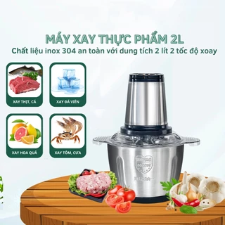 Máy Xay Thịt Cối Inox 4 Lưỡi Đa Năng, Công suất 200w xay thịt, xay tỏi ới, xay rau củ quả