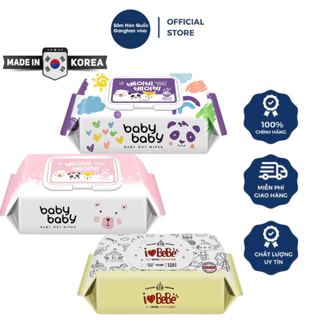 Khăn Giấy Ướt Hàn Quốc BaBy wet Wipes, I love bebe 120 tờ