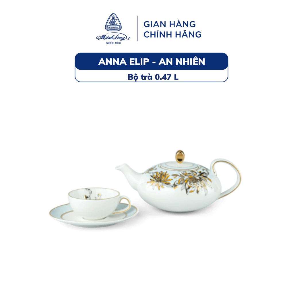 Bộ Ấm Trà Sứ Minh Long 0.47 L - Anna Elip - An Nhiên