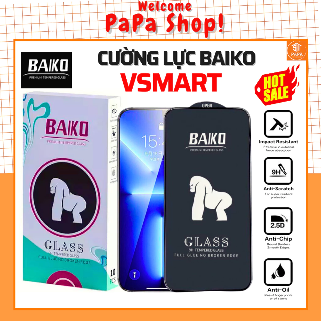 Kính cường lực Vsmart Live 4 Joy 4 Joy 3 Star 5 Star 4 Star 3 Active 3 - Full màn hình BaiKo Chính Hãng PAPA