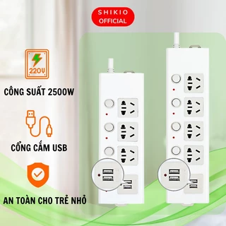 Ổ Cắm Điện Đa Năng Shikio 2 Ổ USB Chịu Nhiệt Cao An Toàn Chống Quá Tải