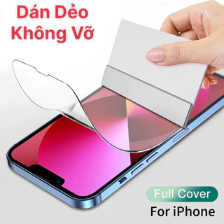 Miếng Dán Cường Lực Không Vỡ Dẻo Mõng Nano iPhone 15, 14, 13, 12 Pro Max, 12 Mini, 11, Xs/X, Xr, 7/8 Plus, 6/6s, SE 2020