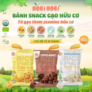 Nobi | Bánh snack gạo hữu cơ hình ống ngắn cho bé 18m+ 40g (Thái Lan)