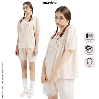 UNRÊVE BÉNGOAN Bộ Đồ Ngủ Pyjama Đồ Mặc Nhà Nữ Cotton Cao Cấp Đồ Ngủ Nữ Pijama Pink Salmon Short Set