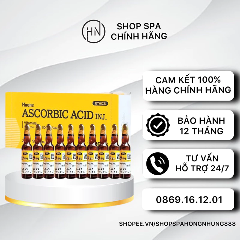 1 Hộp Vitamin C Hàn Quốc - Hộp 5 Vỉ - Mỗi Vỉ 10 Ống Chính Hãng