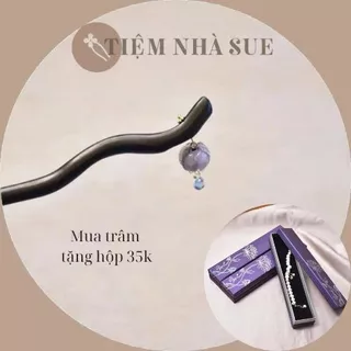 Trâm cài tóc Tiệm nhà Sue hoa Linh Lan tím mang ý nghĩa hạnh phúc trâm cài tóc gỗ thiên chi trâm cổ trang