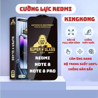 Kính cường lực Redmi Note 8 Pro, Note 8 Kingkong full màn | Miếng dán bảo vệ màn hình cho Xiaomi | OPKEM