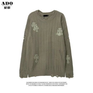 Áo Len Sweater Basic Unisex Nhiều Màu Họa Tiết Rách Thời Trang Thu Đông 2023