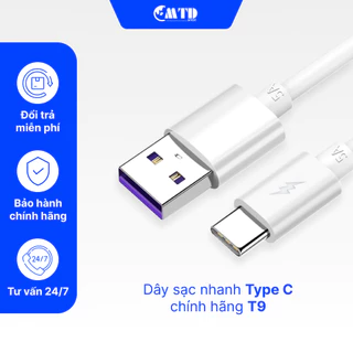 Dây sạc nhanh Type C chính hãng T9 cho điện thoại Android như Samsung, Xiaomi, OPPO, VIVO,...