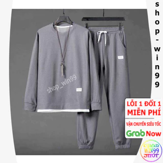 Bộ thu đông dành cho nam nữ, sét đồ bộ nam unisex thun tổ ong dài tay quần bo ống - win99