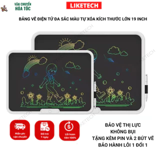 Bảng vẽ tự xóa điện tử PS Board, bảng viết vẽ thông minh cỡ lớn 19 inch màn hình LCD đa sắc đồ họa đẹp kèm pin và bút